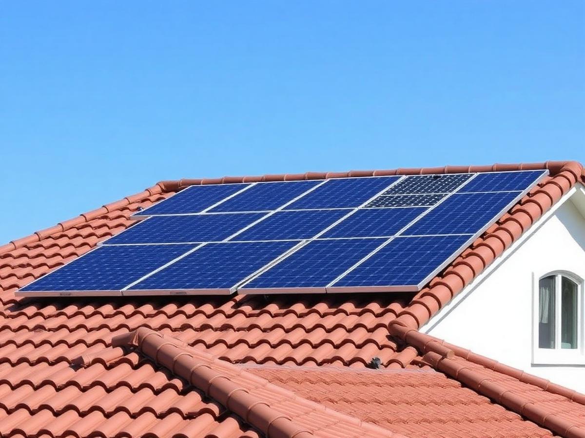 Solar panel array installed on a Florida tile roof